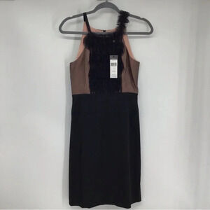 BCBGMAXAZRIA Silk Sheath Lace & Ruffle Front Cocktail Party Dress NWT Size 4